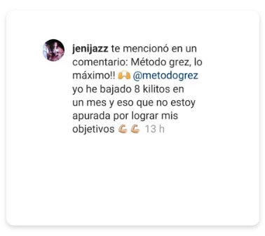 Mensaje de la comunidad Método Grez en redes sociales